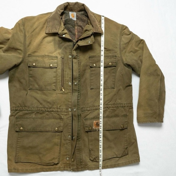 Vintage Carhartt Blanket Lined Duck Canvas Field Coat Jacket USA 90s Olive, XL - Picture 9 of 10